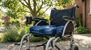 Ergonomic memory foam seat cushion, a popular lightweight folding wheelchair accessory for long-term comfort.