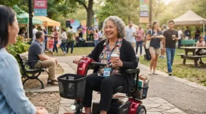 An older adult enjoying community participation using medicare approved power wheelchairs